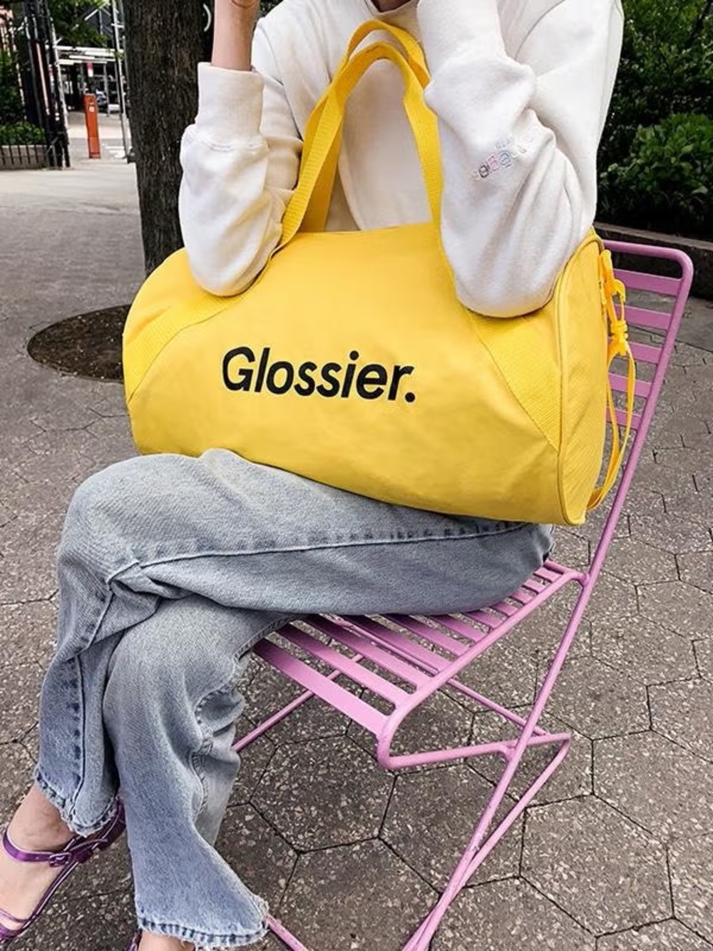 Glossier Yellow Duffel Weekender Bag